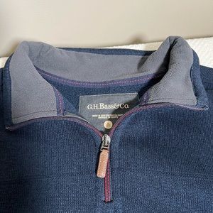 GH Bass & Co 1/4 Zip Pullover Men's Navy Fleece Sweatshirt Size XL Comfort